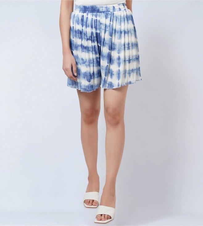 first resort by ramola bachchan blue tie-dye shorts