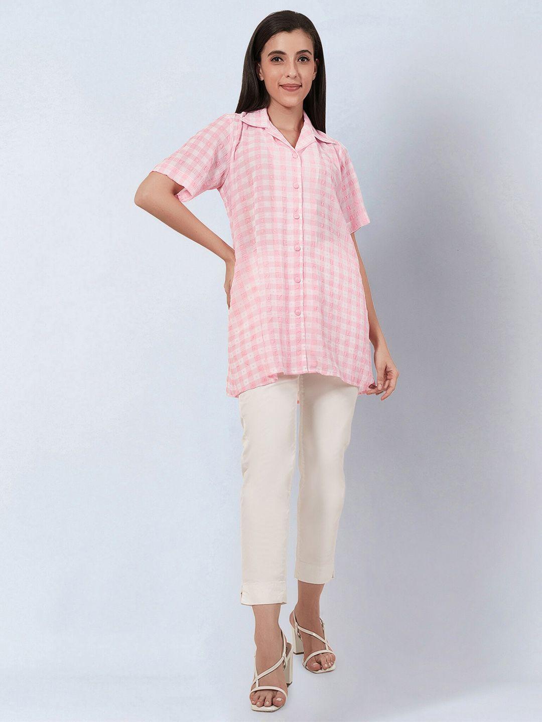 first resort by ramola bachchan buffalo checked relaxed regular fit georgette casual shirt