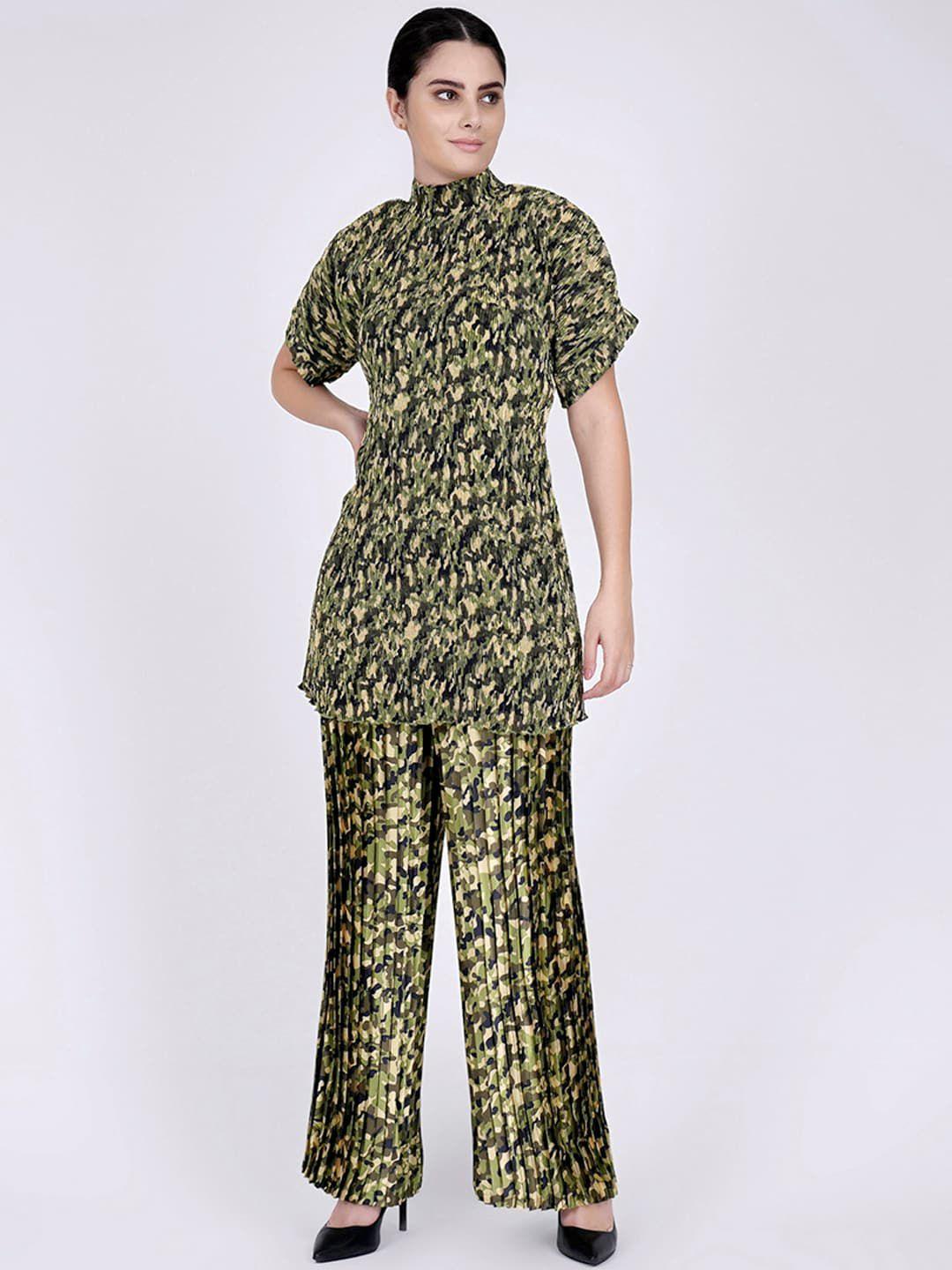 first resort by ramola bachchan camouflage printed top & palazzo co-ords