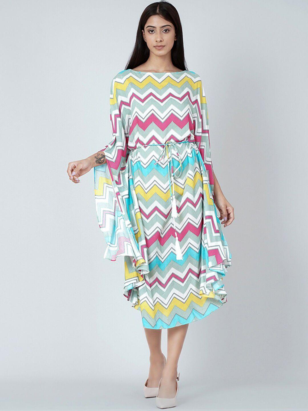 first resort by ramola bachchan chevron printed kaftan midi dress