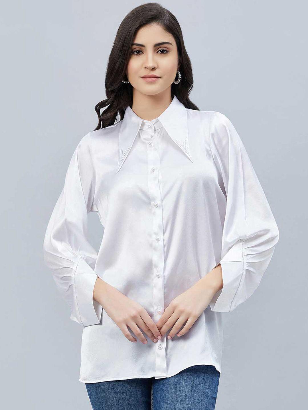 first resort by ramola bachchan classic regular fit cuffed sleeves opaque casual shirt