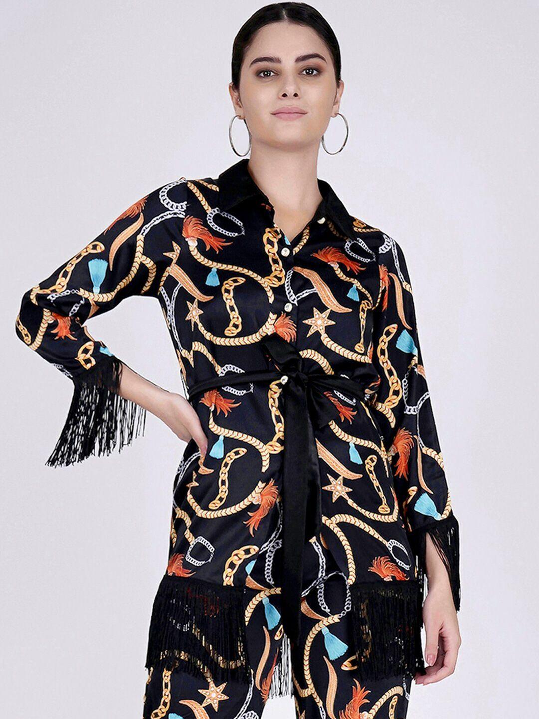 first resort by ramola bachchan conversational chain printed spread collar modern shirt