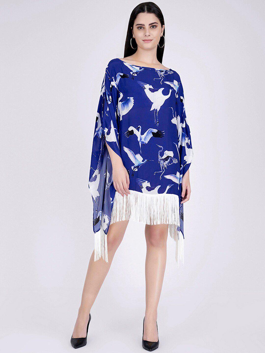 first resort by ramola bachchan conversational printed crepe mini kaftan dress