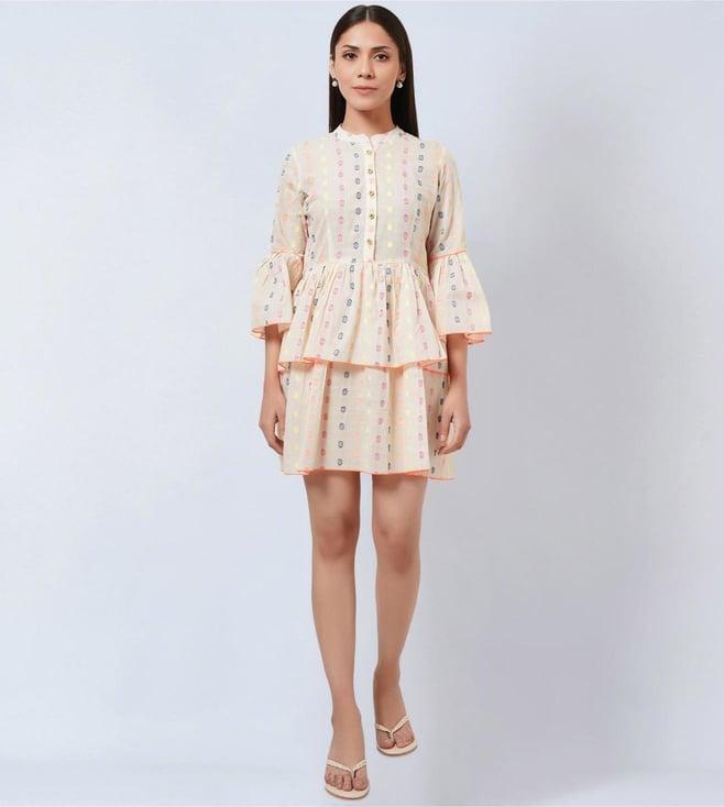 first resort by ramola bachchan cream frill dress