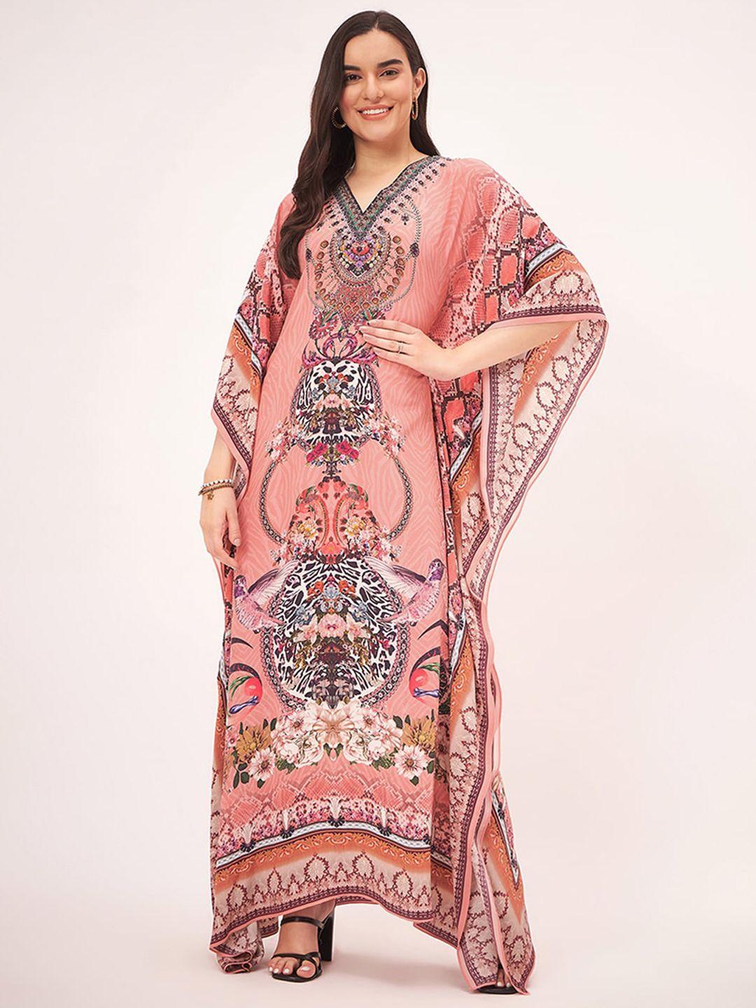 first resort by ramola bachchan ethnic motifs print crepe kaftan dress