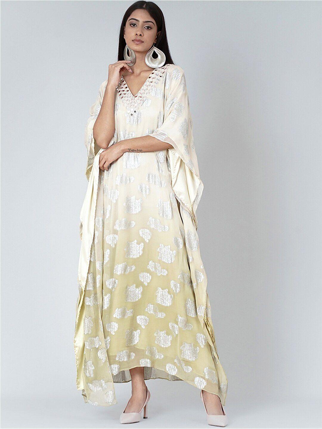 first resort by ramola bachchan ethnic motifs print kimono sleeve georgette maxi dress