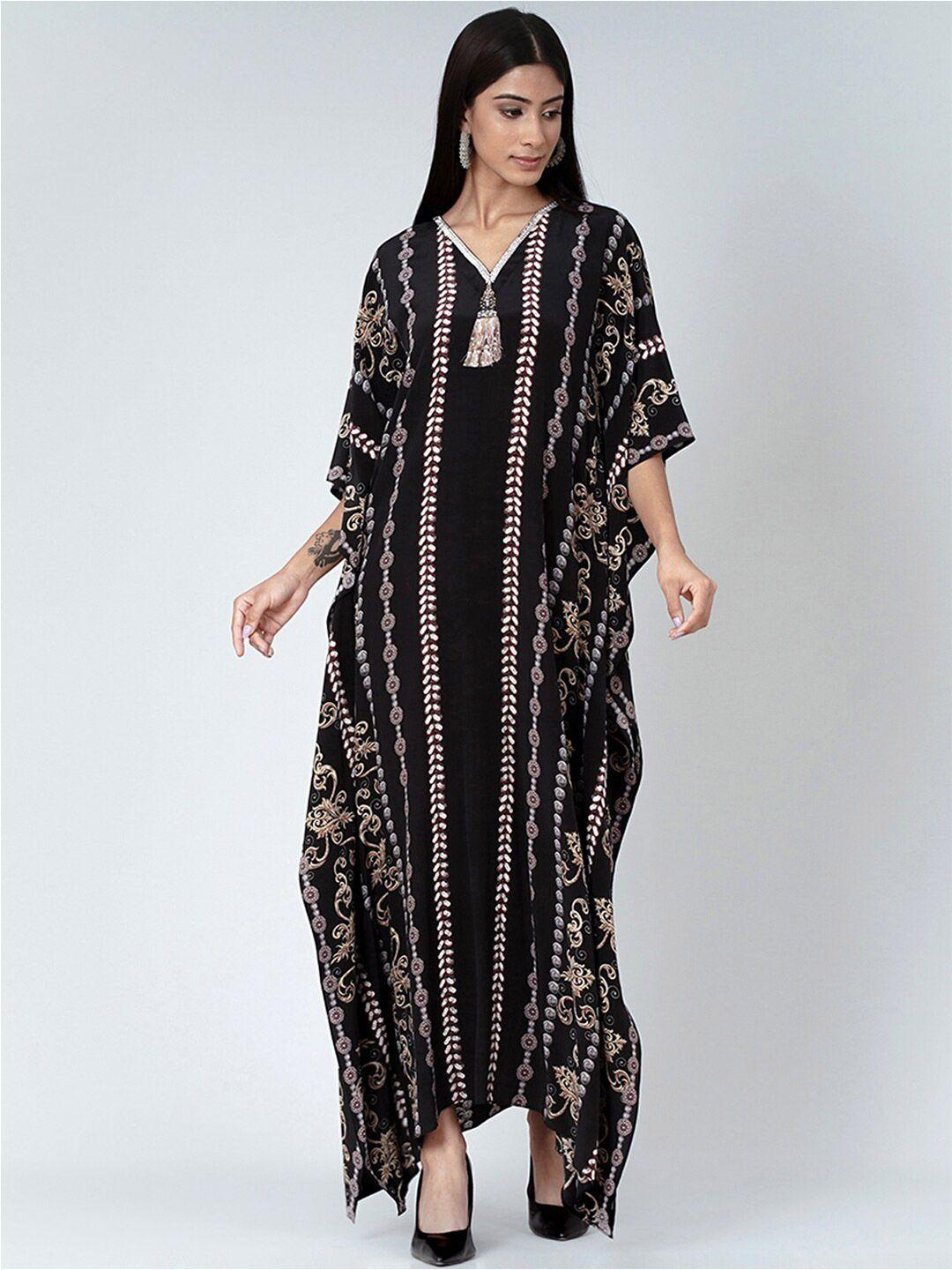 first resort by ramola bachchan ethnic motifs printed crepe maxi kaftan dress