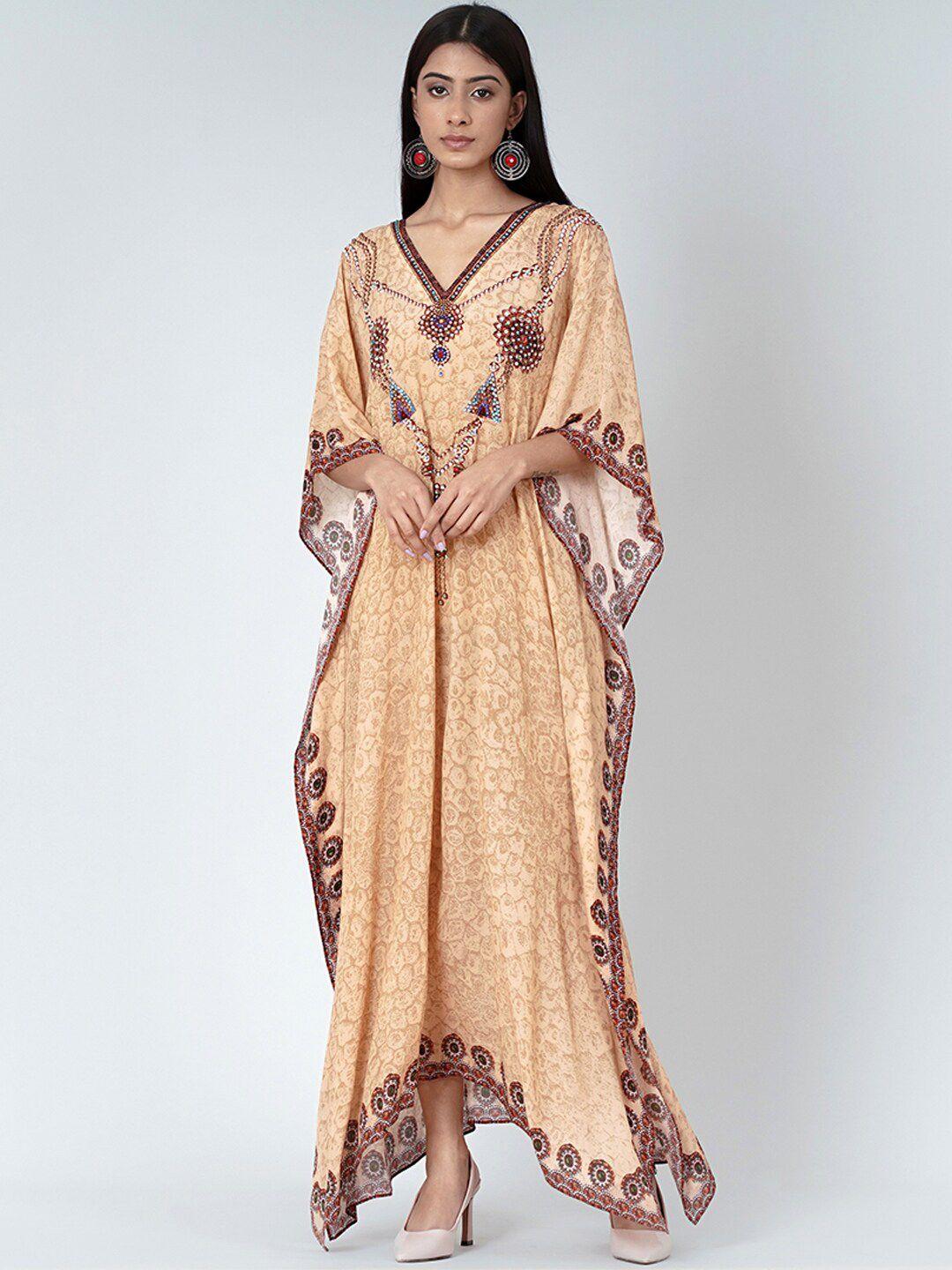 first resort by ramola bachchan ethnic motifs printed v-neck kaftan maxi dress