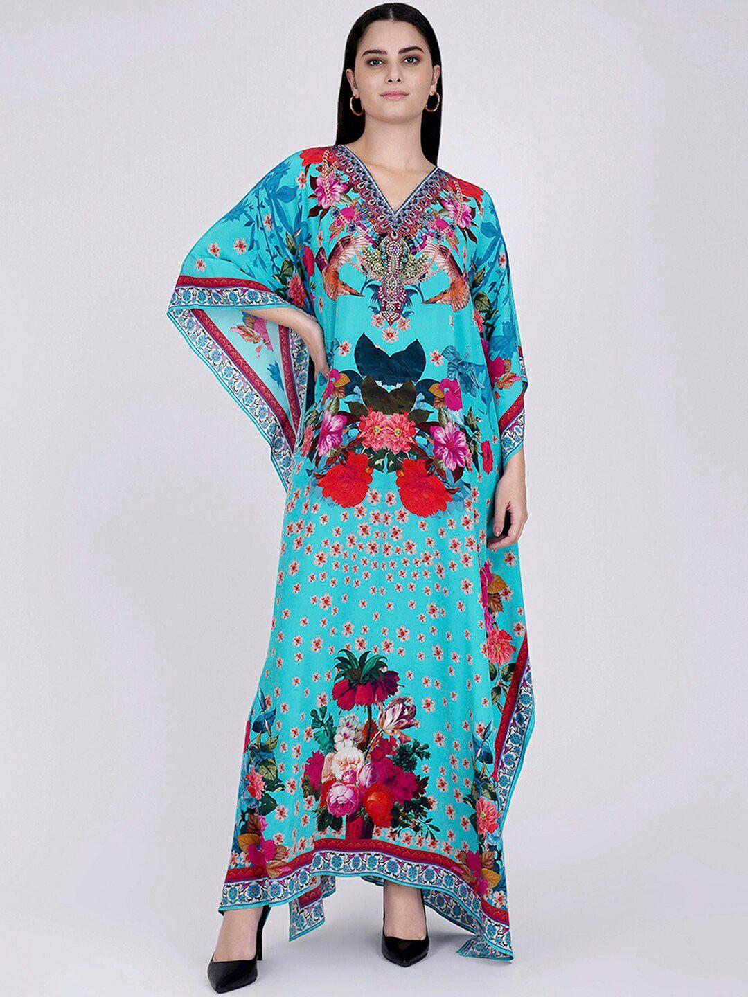 first resort by ramola bachchan floral print kimono sleeve crepe maxi dress