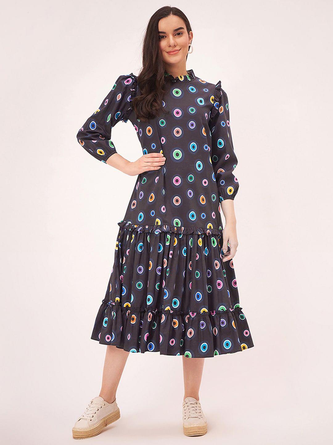 first resort by ramola bachchan floral print ruffled a-line midi dress