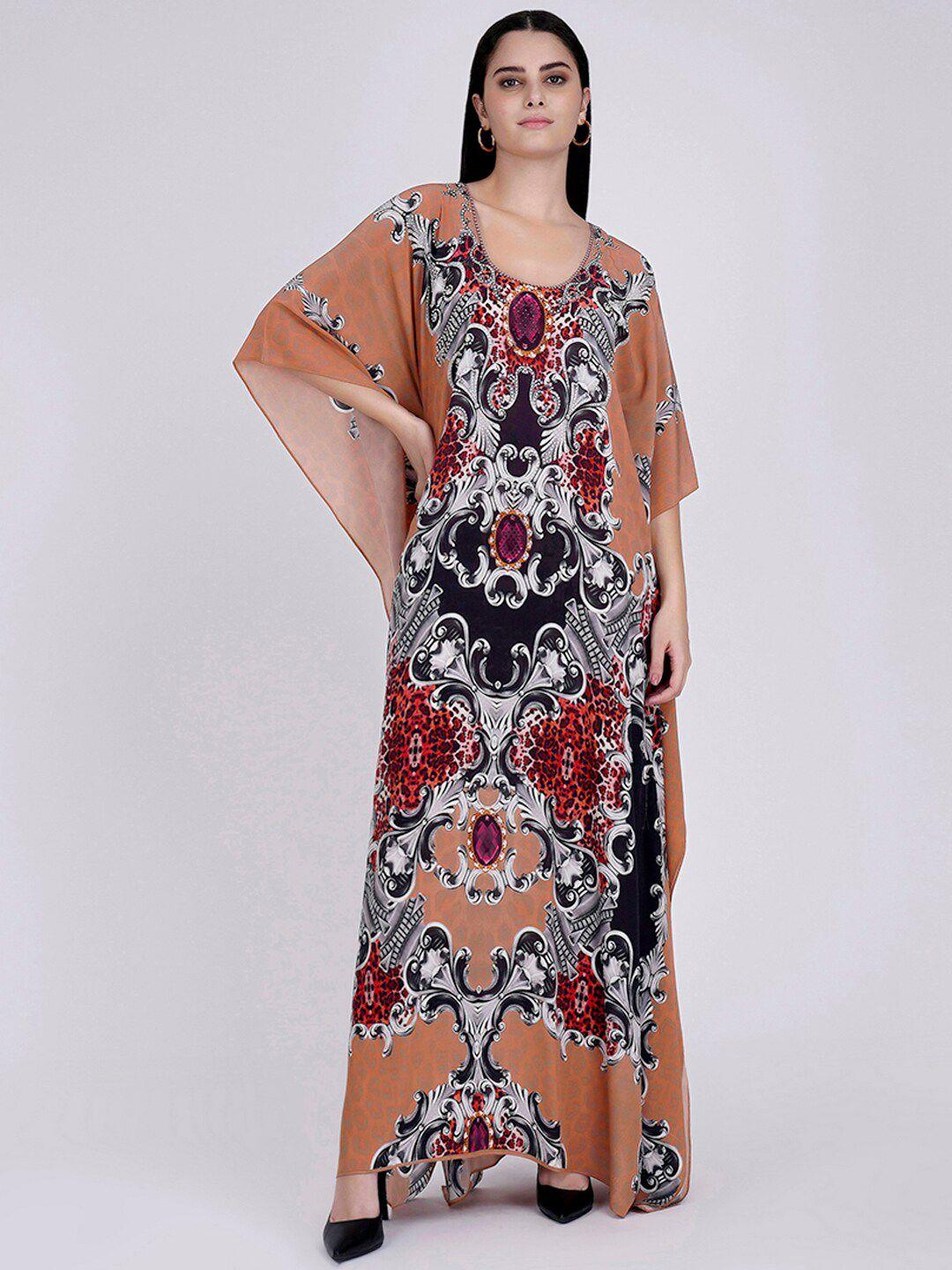 first resort by ramola bachchan floral printed crepe kaftan dress