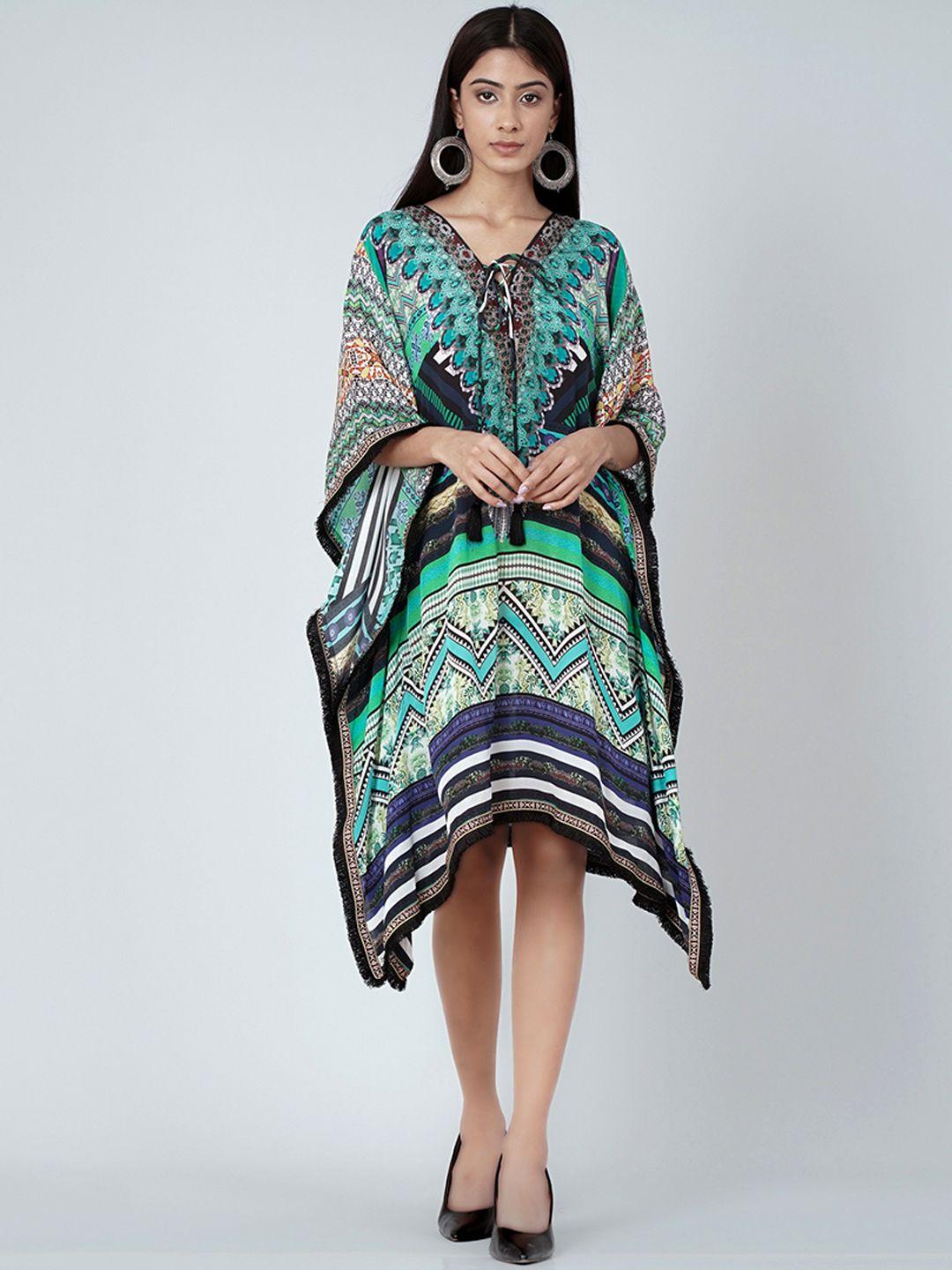 first resort by ramola bachchan geometric printed crepe kaftan dress