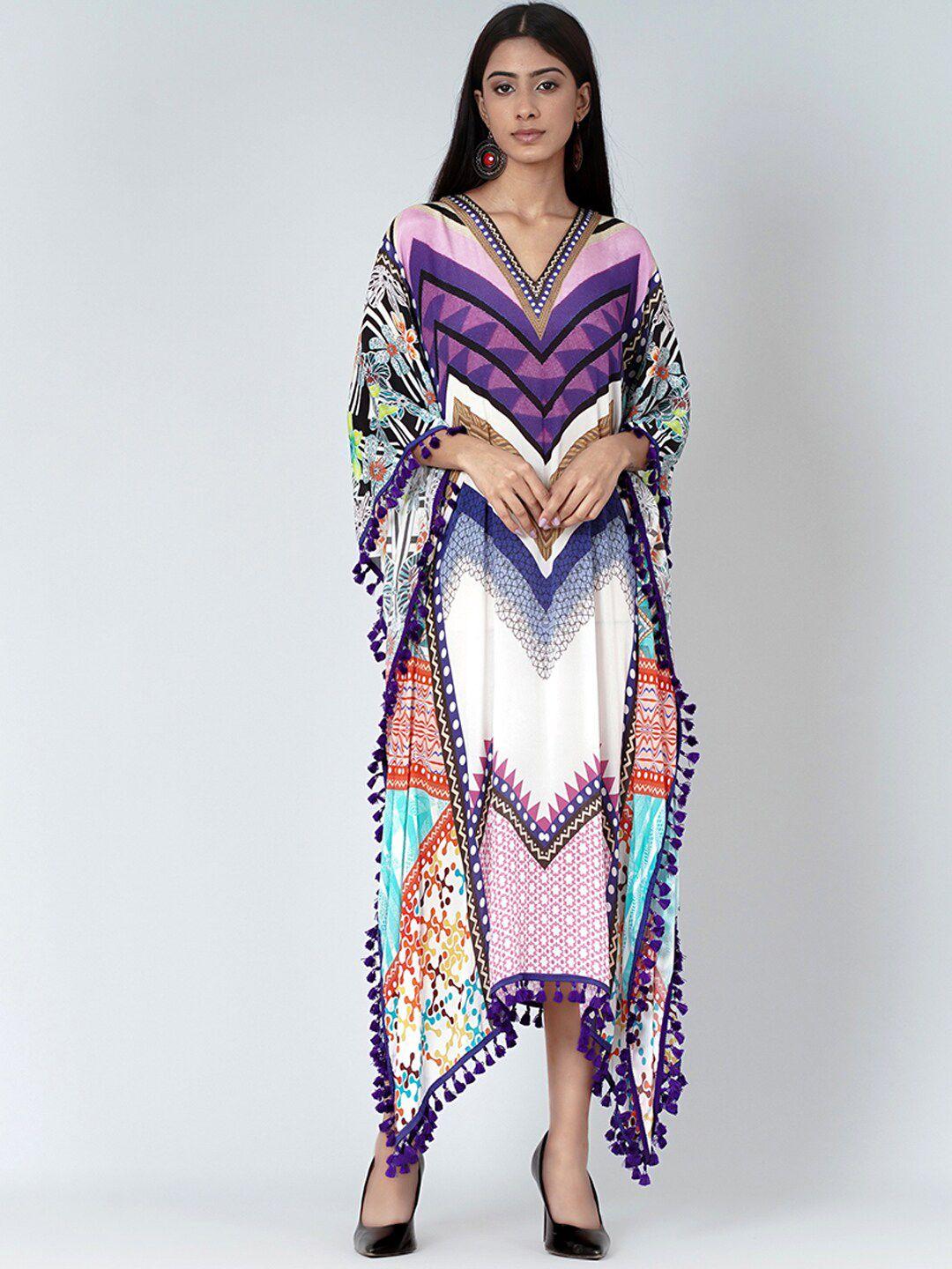 first resort by ramola bachchan geometric printed crepe kaftan maxi dress