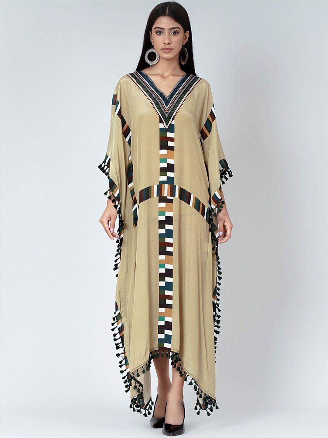 first resort by ramola bachchan geometric printed crepe kaftan midi dress