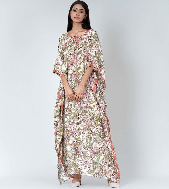 first resort by ramola bachchan green floral print full length kaftan