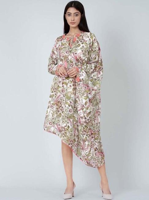 first resort by ramola bachchan green one sleeve floral print dress