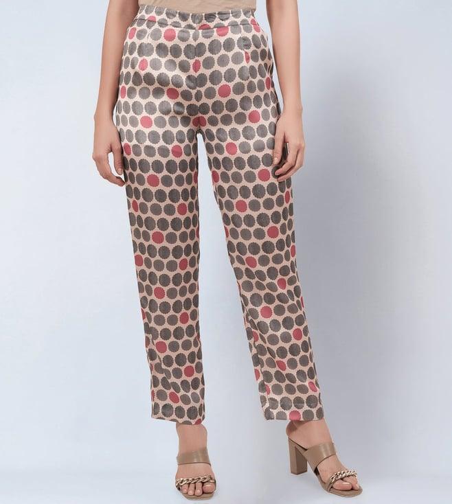 first resort by ramola bachchan grey & pink polka dot pants