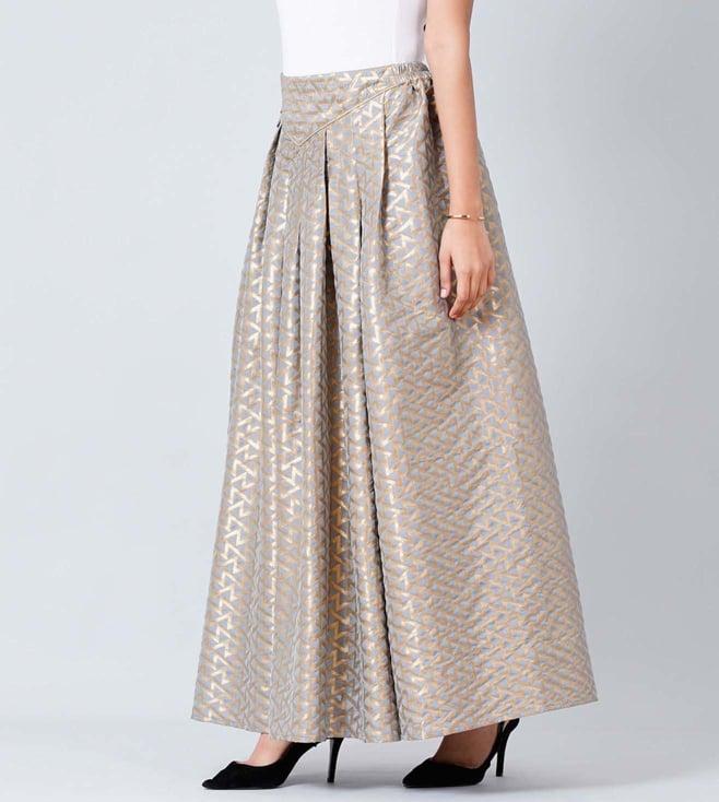 first resort by ramola bachchan grey brocade skirt