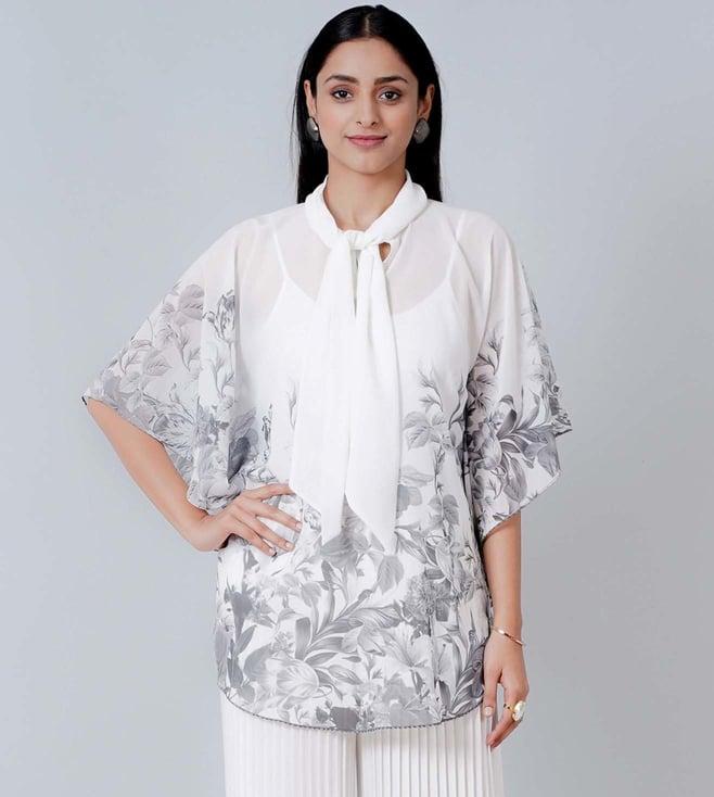 first resort by ramola bachchan grey floral top