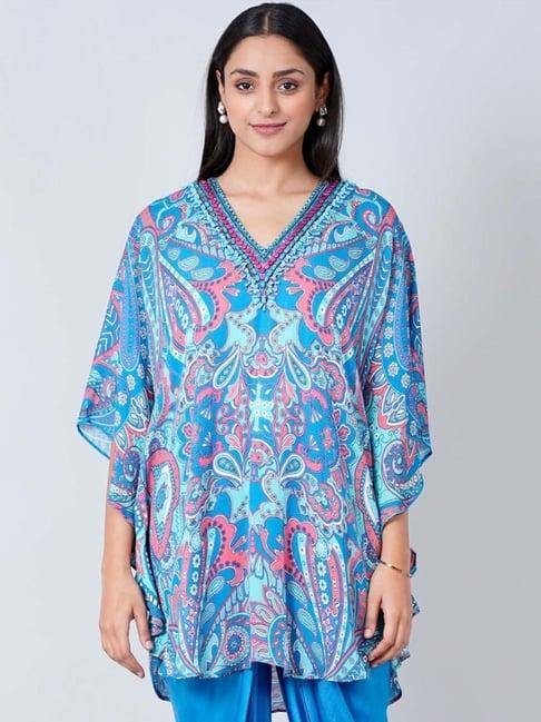 first resort by ramola bachchan hot pink and blue paisley tunic