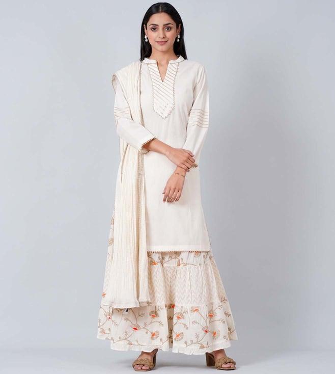 first resort by ramola bachchan ivory gota-patti sharara suit set