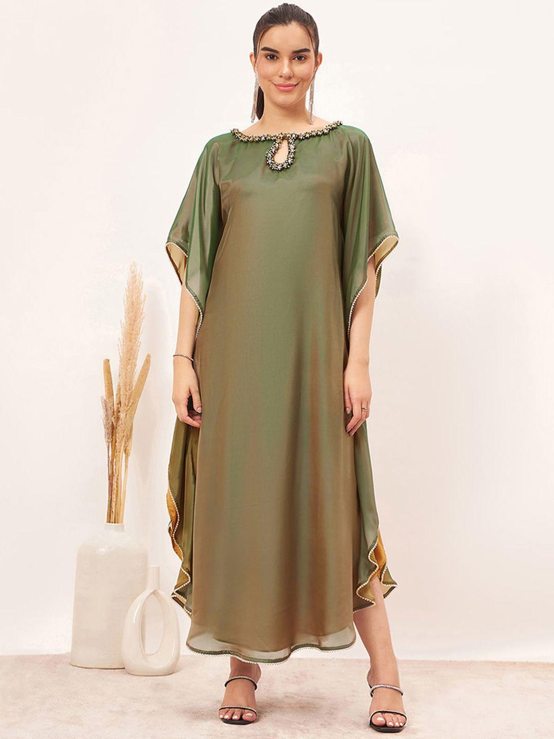 first resort by ramola bachchan kimono sleeve satin kaftan maxi dress