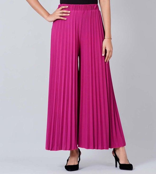 first resort by ramola bachchan magenta wide leg pink pleated palazzo