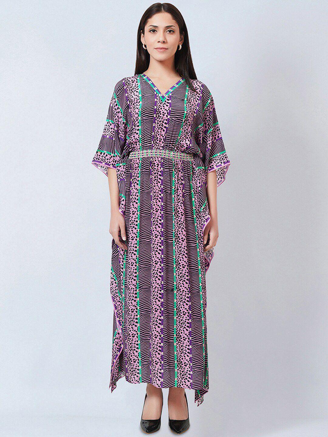 first resort by ramola bachchan mauve floral print crepe maxi dress