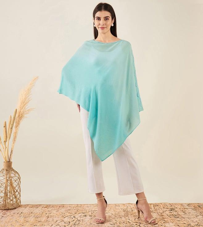 first resort by ramola bachchan mint green ombre asymmetrical embellished cashmere poncho