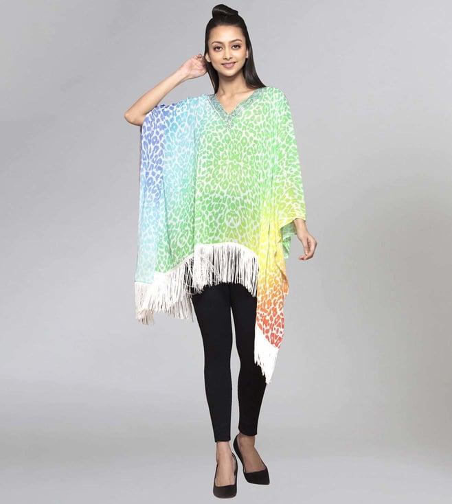 first resort by ramola bachchan multicoloured animal print kaftan top