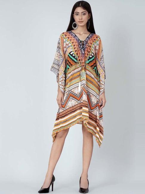 first resort by ramola bachchan orange geometric kaftan tunic