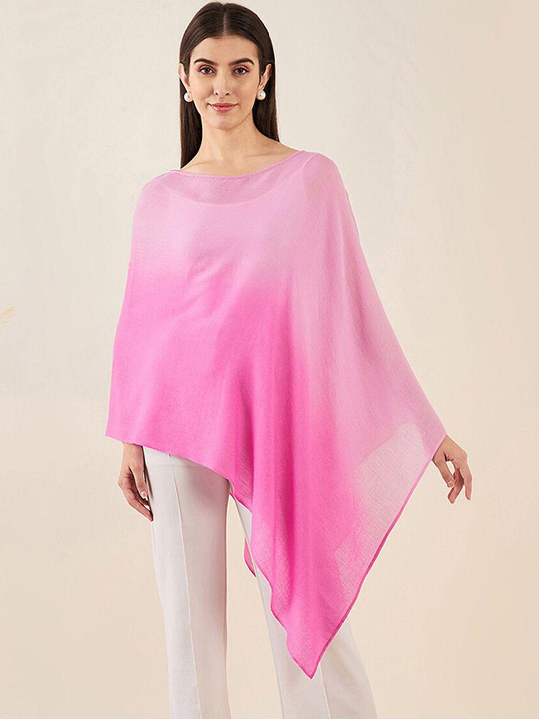 first resort by ramola bachchan pink & pink embellished cape sleeve monochrome cape top