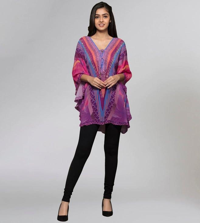 first resort by ramola bachchan pink & purple embellished tunic