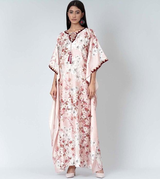 first resort by ramola bachchan pink floral print full length kaftan