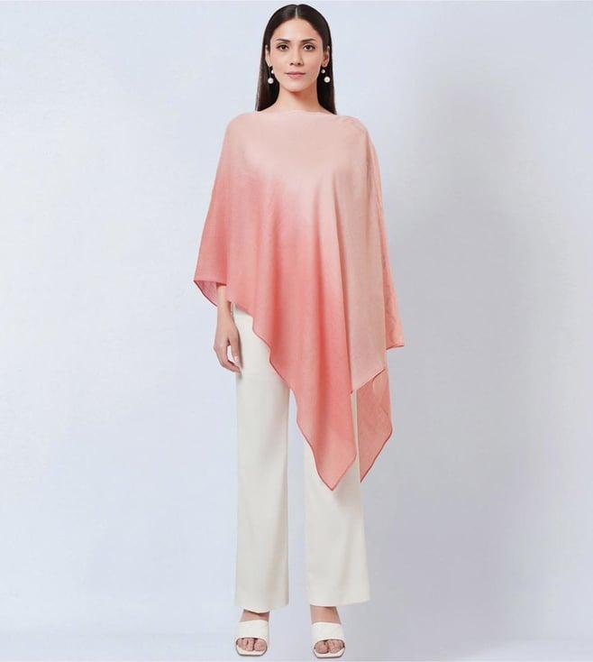 first resort by ramola bachchan pink ombre asymmetrical embellished cashmere poncho