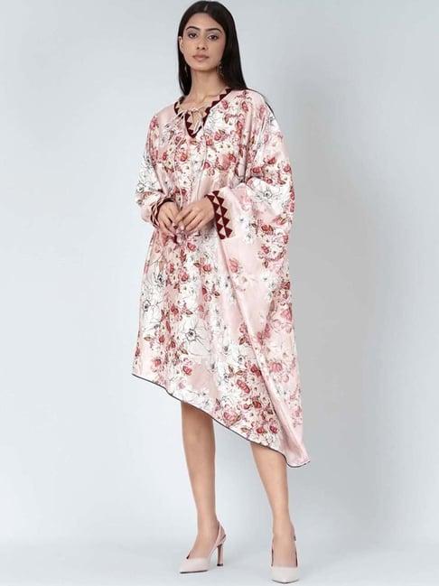 first resort by ramola bachchan pink one sleeve floral print dress