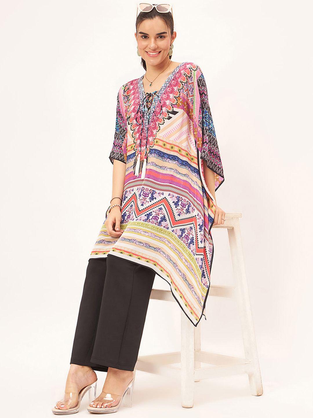 first resort by ramola bachchan print crepe kaftan maxi dress