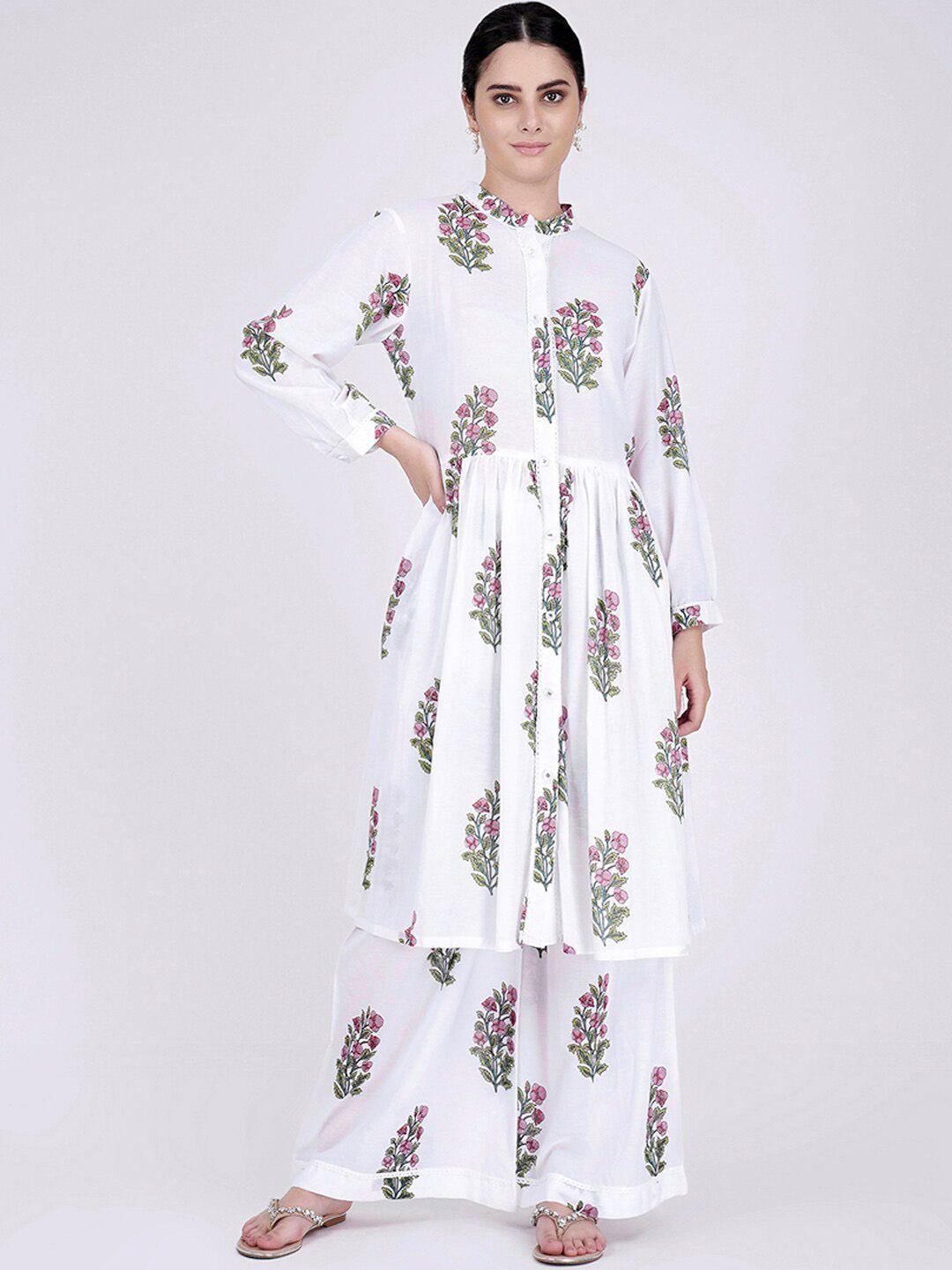 first resort by ramola bachchan printed a-line pure cotton kurta with palazzos & slip