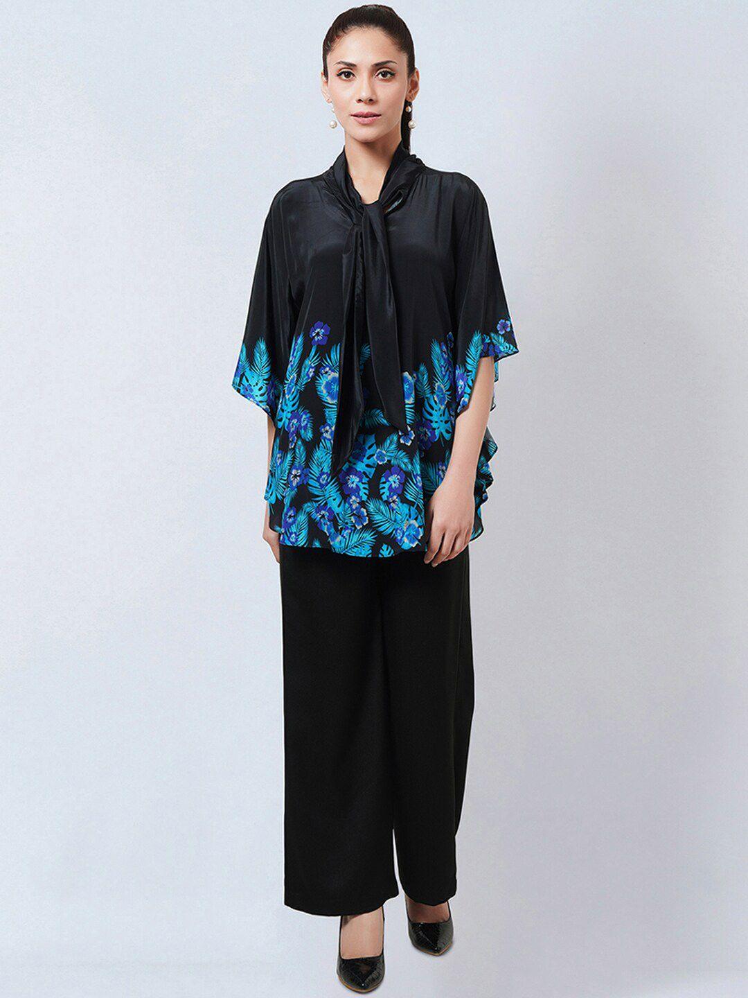 first resort by ramola bachchan printed bow-tie top with palazzo co-ords