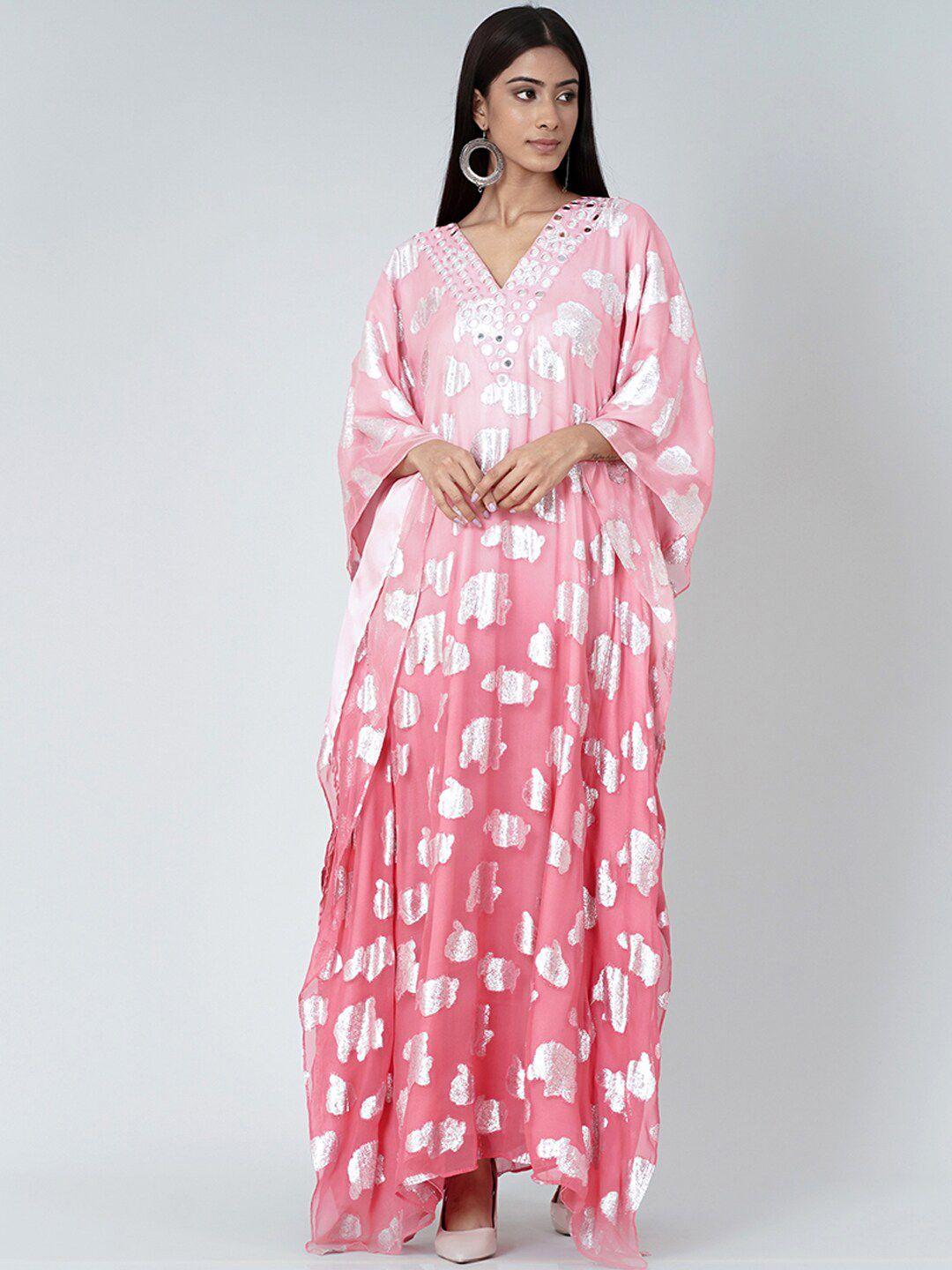 first resort by ramola bachchan printed georgette maxi kaftan dress