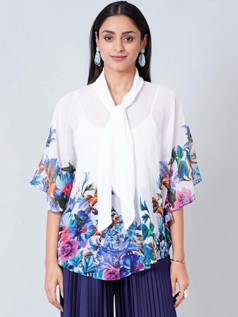 first resort by ramola bachchan purple and blue floral top