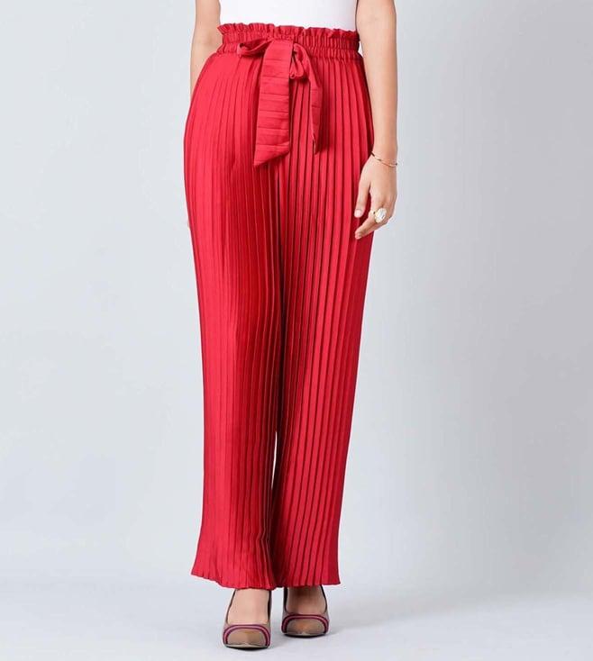 first resort by ramola bachchan red pleated palazzo