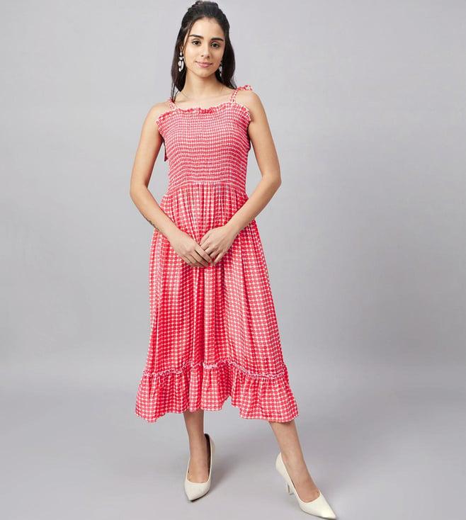 first resort by ramola bachchan red smocked sundress