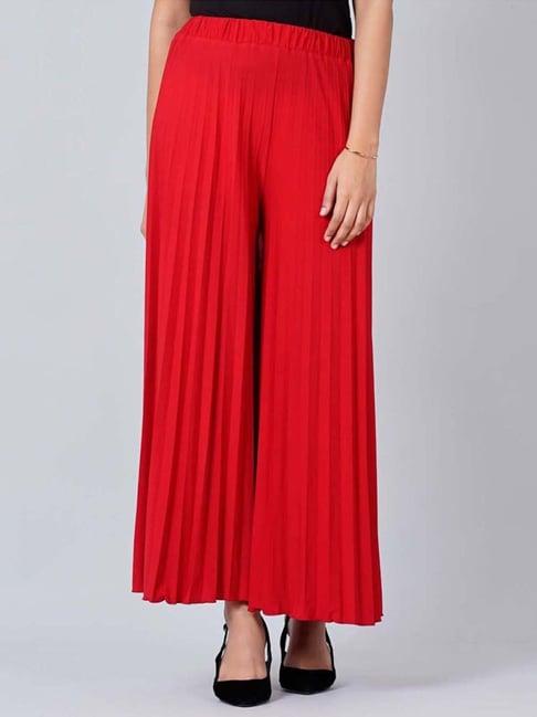first resort by ramola bachchan red wide leg pleated palazzo