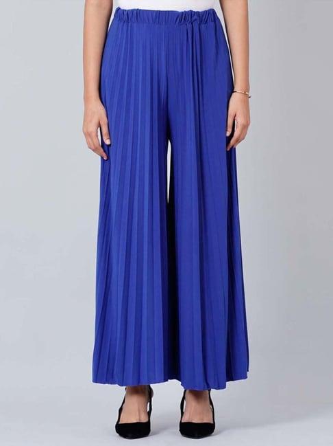 first resort by ramola bachchan royal blue wide leg pleated palazzo