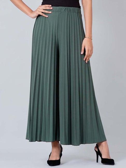 first resort by ramola bachchan sage green wide leg pleated palazzo