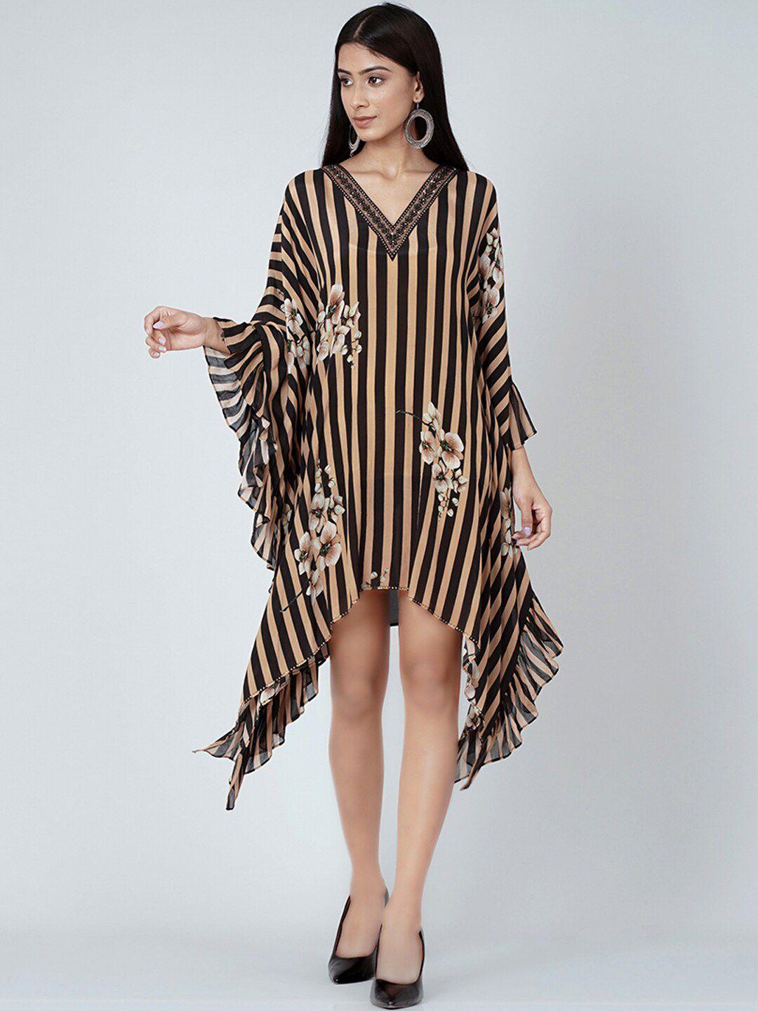 first resort by ramola bachchan striped v-neck crepe kaftan dress