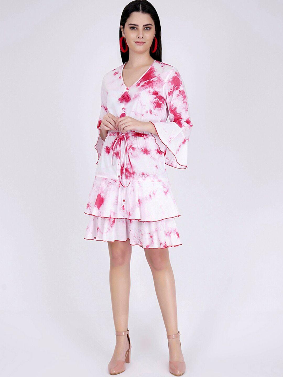 first resort by ramola bachchan tie and dye bell sleeve fit & flare dress