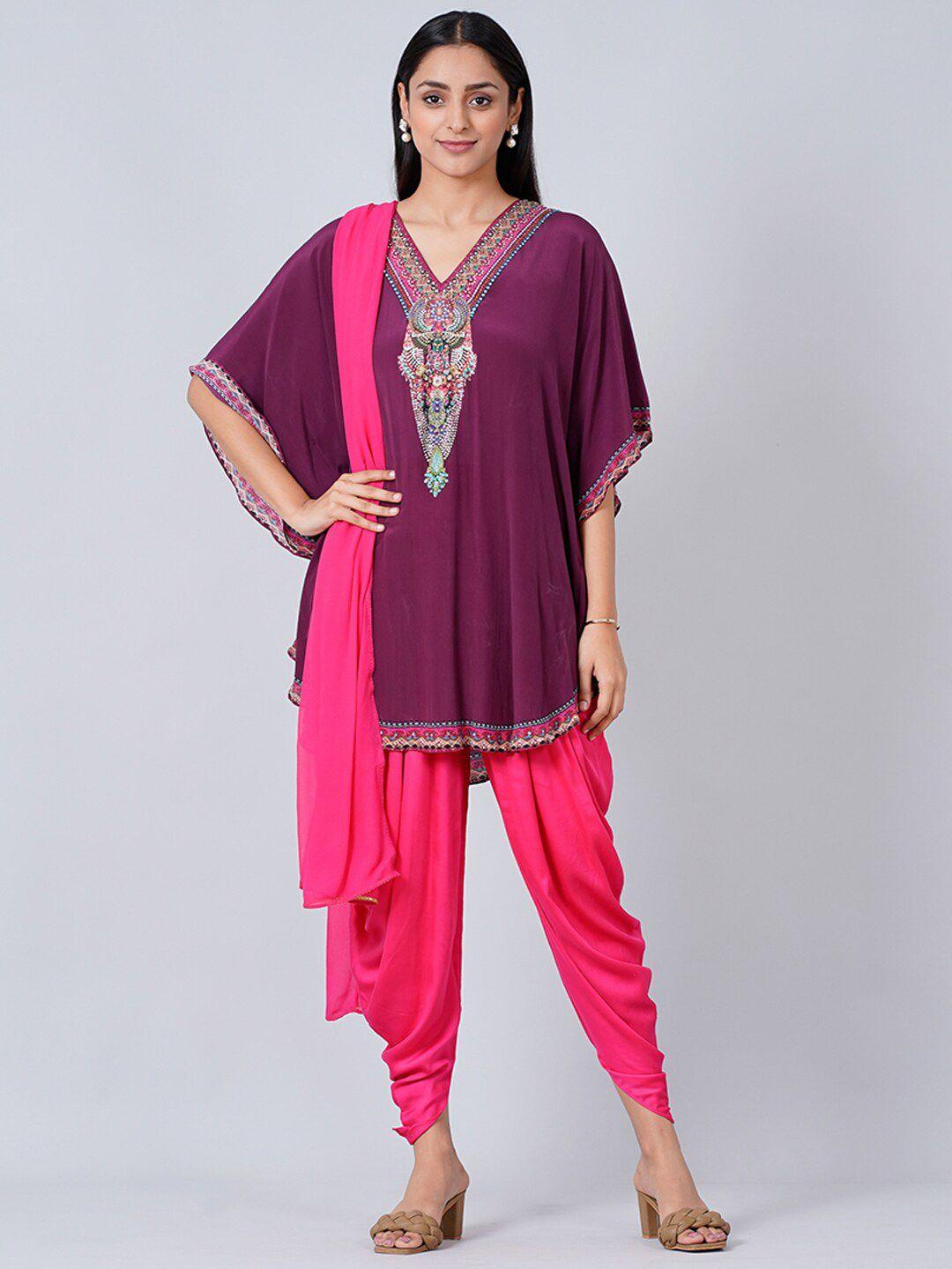 first resort by ramola bachchan tunic with dhoti pants and dupatta set