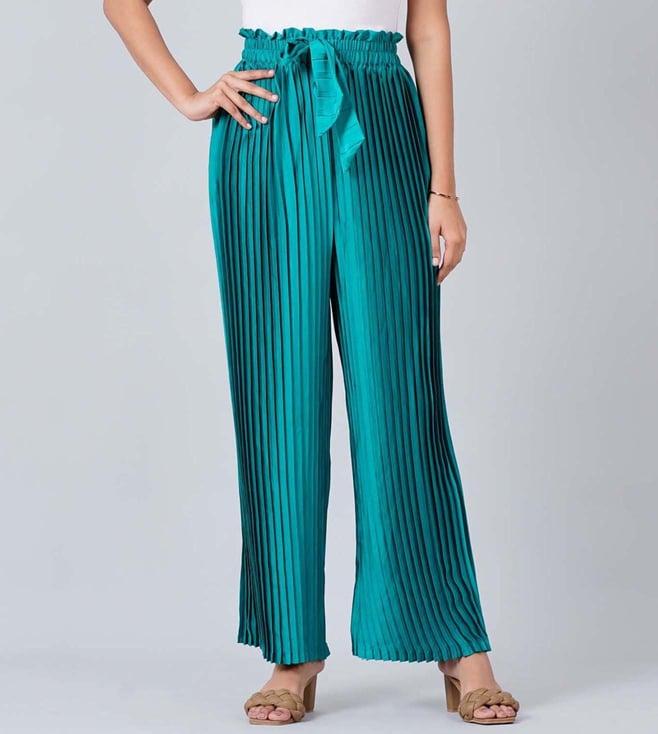 first resort by ramola bachchan turquoise pleated palazzo